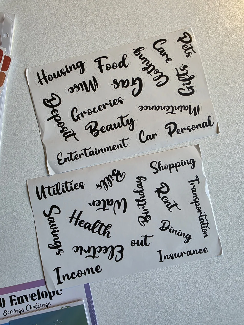 A5 & A6 Savings & Budget Vinyl Sticker Set - Gold & Brown Script LOT